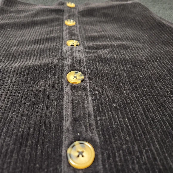 Wallflower Corduroy Mini Pull On Skirt Black Button Medium - Picture 3 of 5